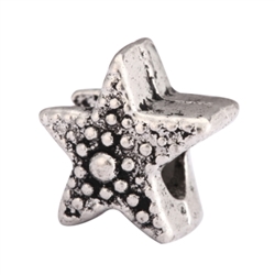 5 x Eternity Wish Star Charms Beads Antique Silver Tone European Charm Beads  #MEC-38